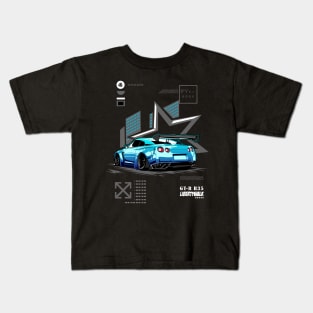 R35 GT-R godzilla jdm vector art Kids T-Shirt